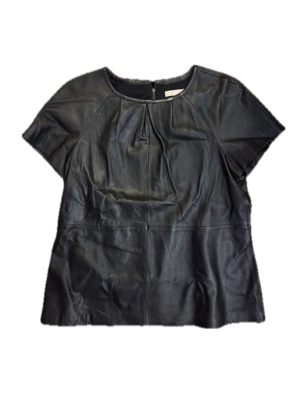 Banana Republic Black Leather Short-Sleeve Blouse